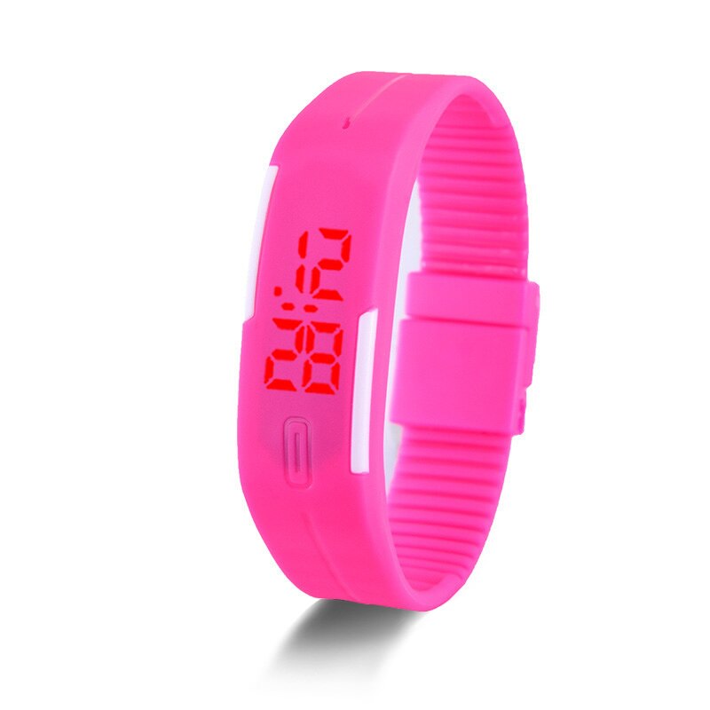 Mode Led Horloges Snoep Kleur Siliconen Rubber Touch Screen Digitale Horloges, Vrouwen Mannen Armband Sport Horloge: rose pink