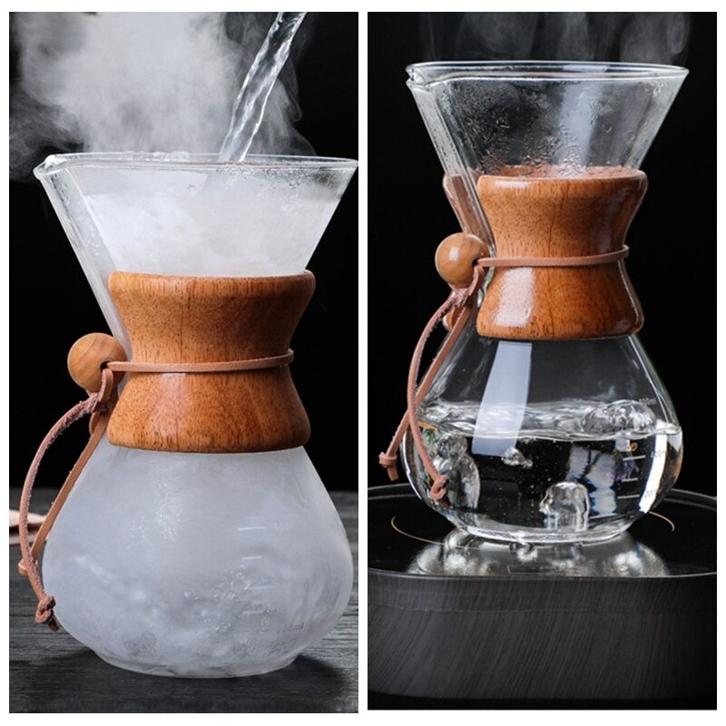 Glass Cup Coffee Maker Sharing Pot Filter Stainless Steel 400mL