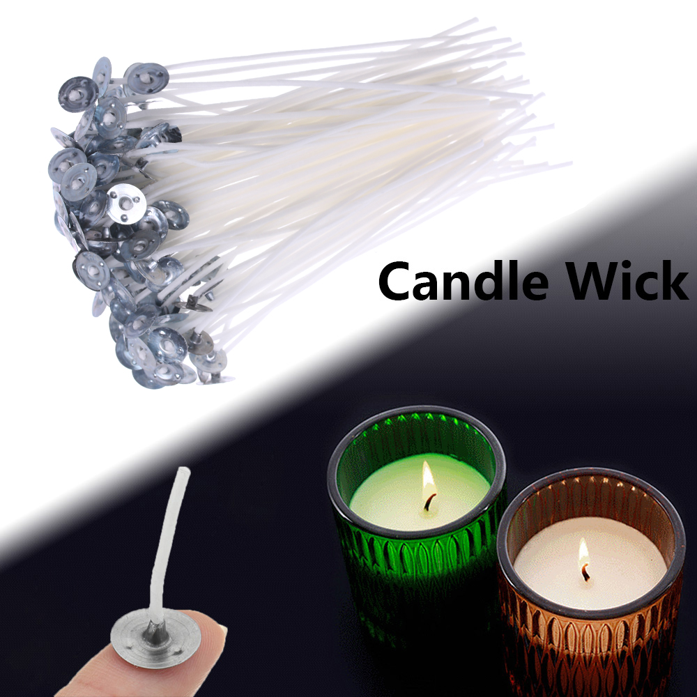 Juego de 10 Uds de velas de cera de madera con base cuadrada, soporte de Metal, aleación de candelabro, pestañas de soporte, accesorios de cera