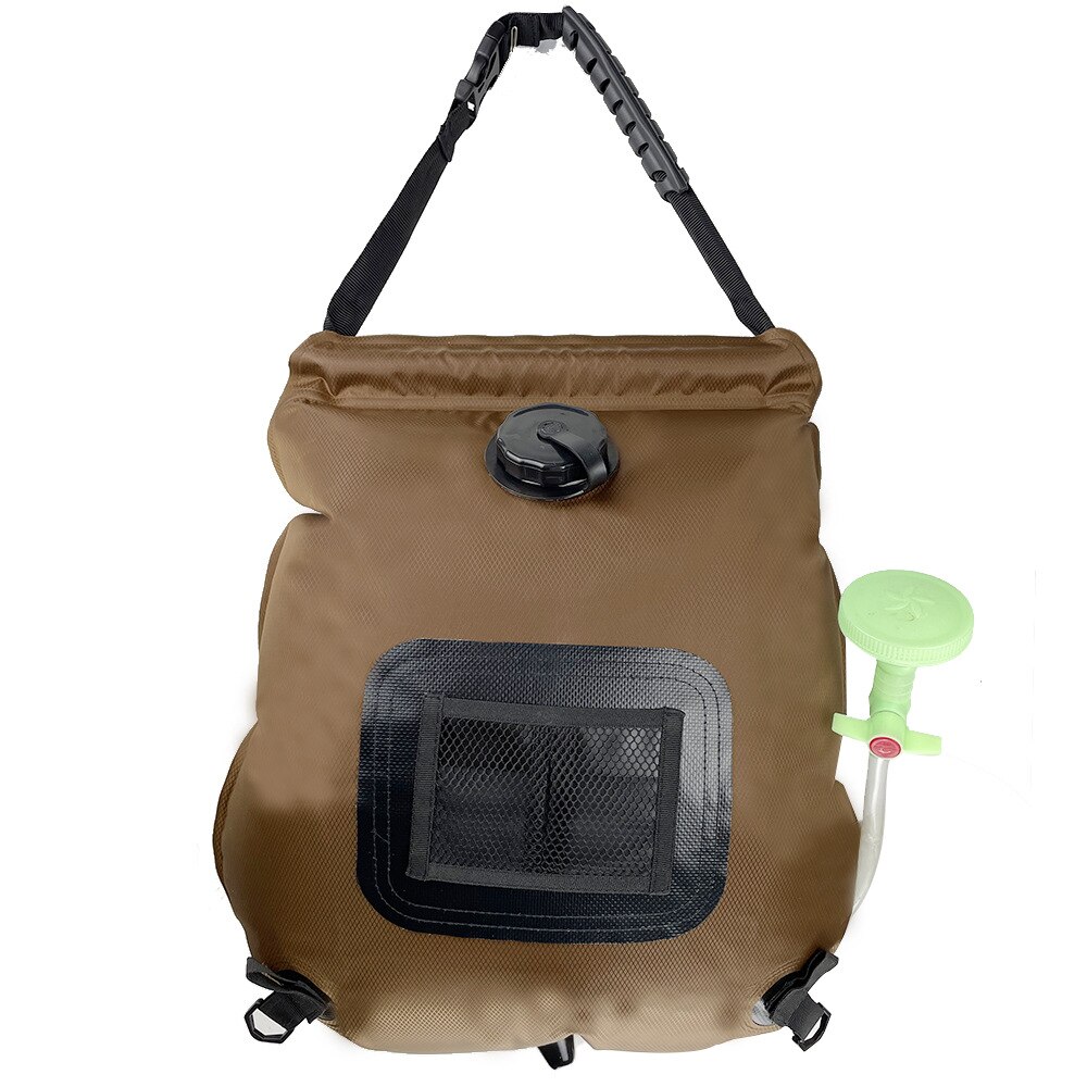 Portable Camping Shower Solar Heating Outdoor Hiking Camp Shower 20L Foldable Water Bag Portable Water Tank Hydration Bag: coffee
