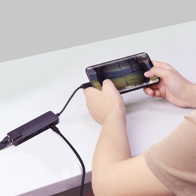 High-speed Transmission 5 Port USB 3.0 Data Hub USB-C Multiport Adapter with 4K HDMI-compatible USB C PD Charging