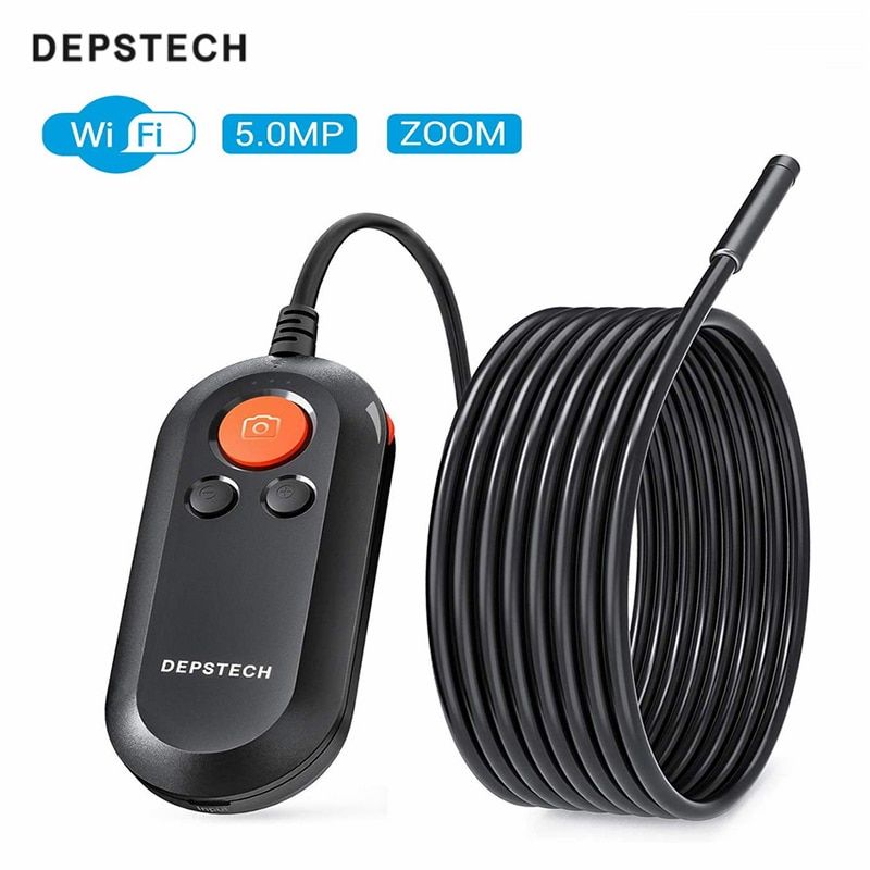DEPSTECH 5.0MP Zoomable Handhold Wireless Endoscope Single Lens Camera Industrial Borescope 8.5mm Inspection Snake Camera