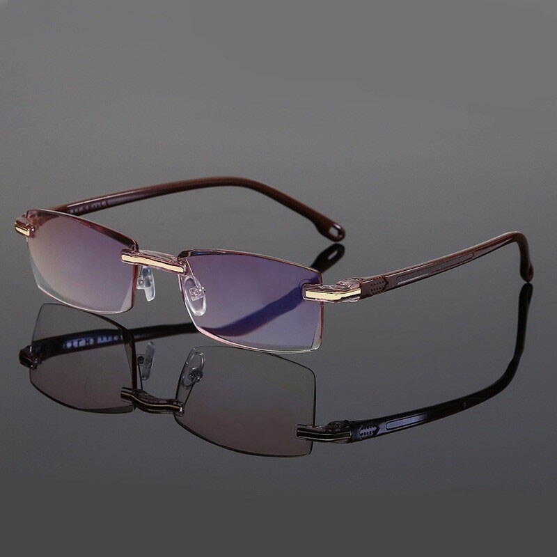 Ahora Anti Blue Light Rimless Computer Glasses Ultralight Men Business Computer Optical Spectacle Googles Eyeglsses Frame Unisex: A BROWN