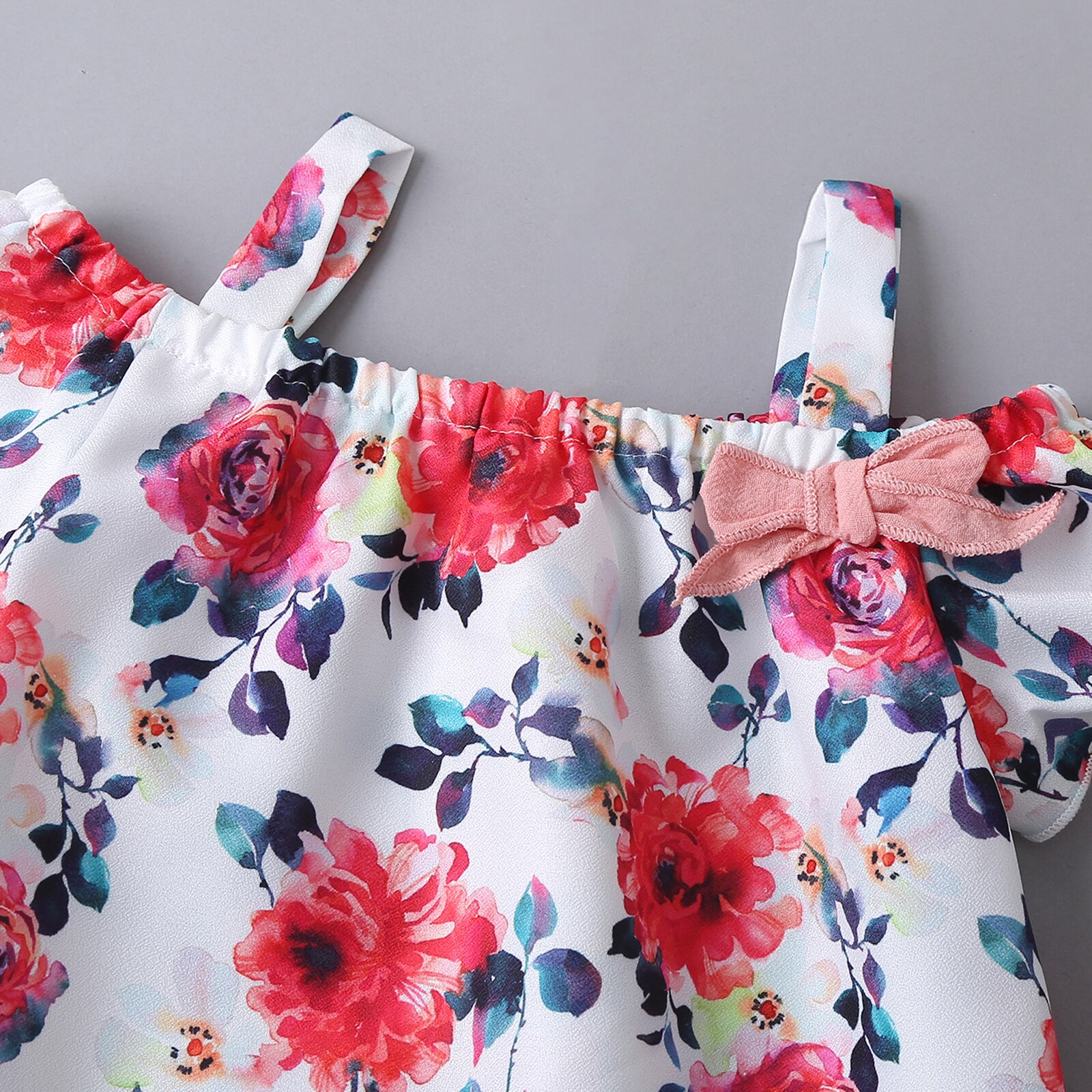 Zomer Kleur Afdrukken Meisje Korte Mouwen En Shorts Set Mode Bloem Boothals T-shirt En Effen Kleur korte Broek