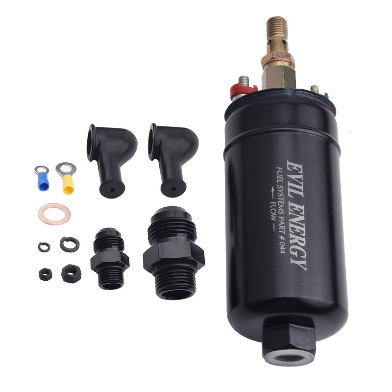 evil energy 300lph Electric Fuel Pump Kit High Pressure External Inline Fuel Pump With 6AN 10AN Connector: Blue