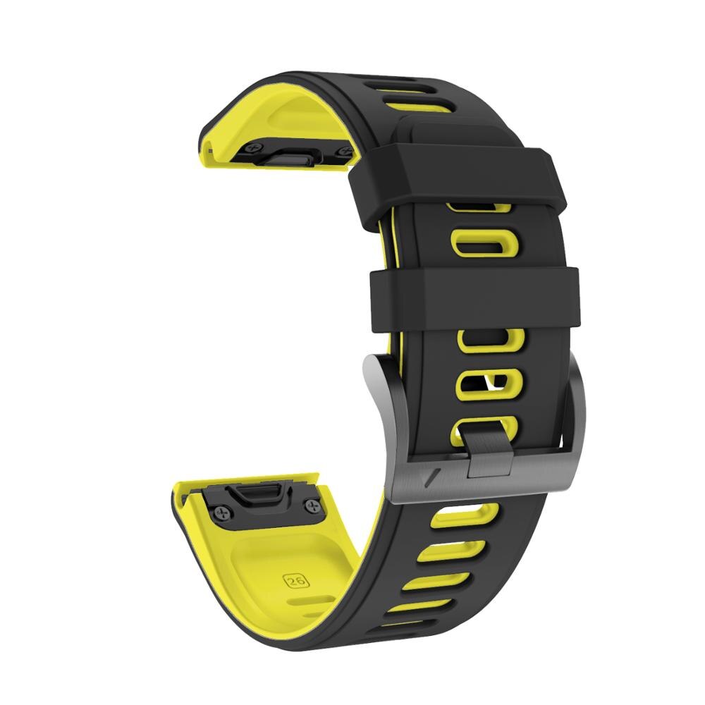 Anbest 26mm silikon klokkerem for fenix 6x 5x sport silikon klokkerem med hurtigreim for fenix 5x 3 3 hr: Gul