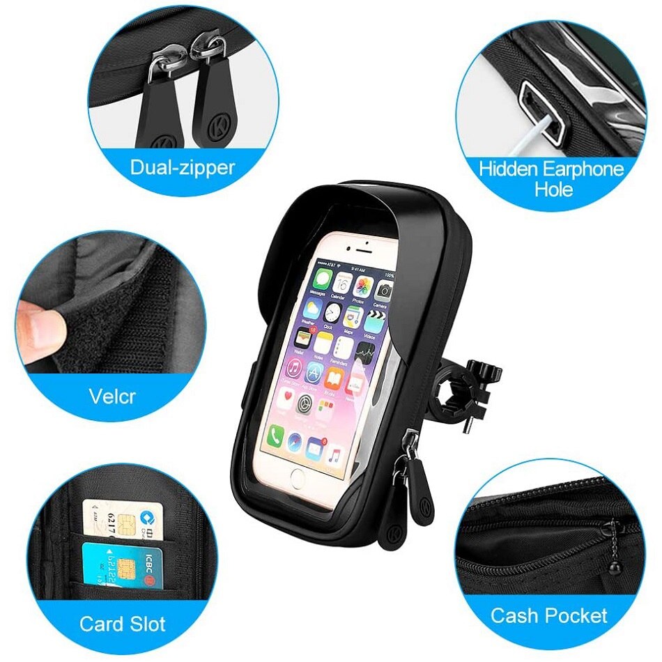 Waterdichte Fiets Motorfiets Telefoon Houder Fiets Telefoon Touch Screen Zak 6.4Inch Fiets Stuur Houder Voor Iphone 12Pro Samsung