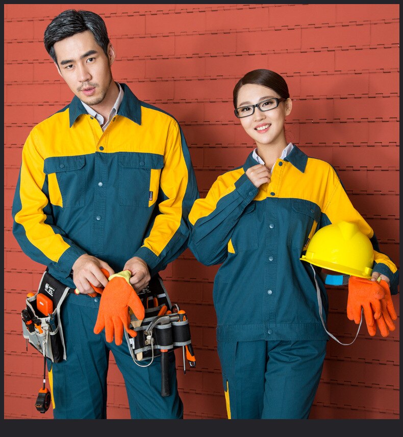 Men Women Work Clothing Sets Long Sleeve Jackets and Work Pants Workwear Suits Factory Workers Car Repair Overalls