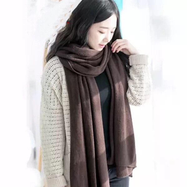 Écharpe longue tricotée pour femmes | Écharpe blanche, unie, tricotée, Pashmina, châles à envelopper, pour filles, cou de Snood, noir, gris, rouge: coffee