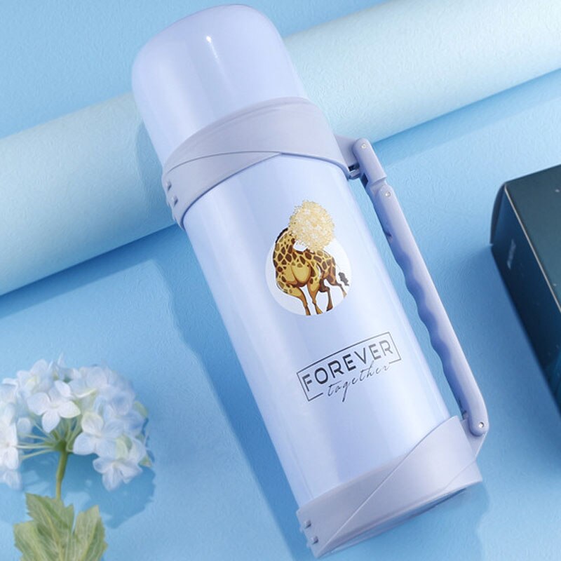 Bouteille Thermos 1.2L/1.5L bouteille d'eau chaude de voyage en plein air bouteille sous vide en acier inoxydable bouteille Thermos Portable de grande capacité: 1.2L / blue
