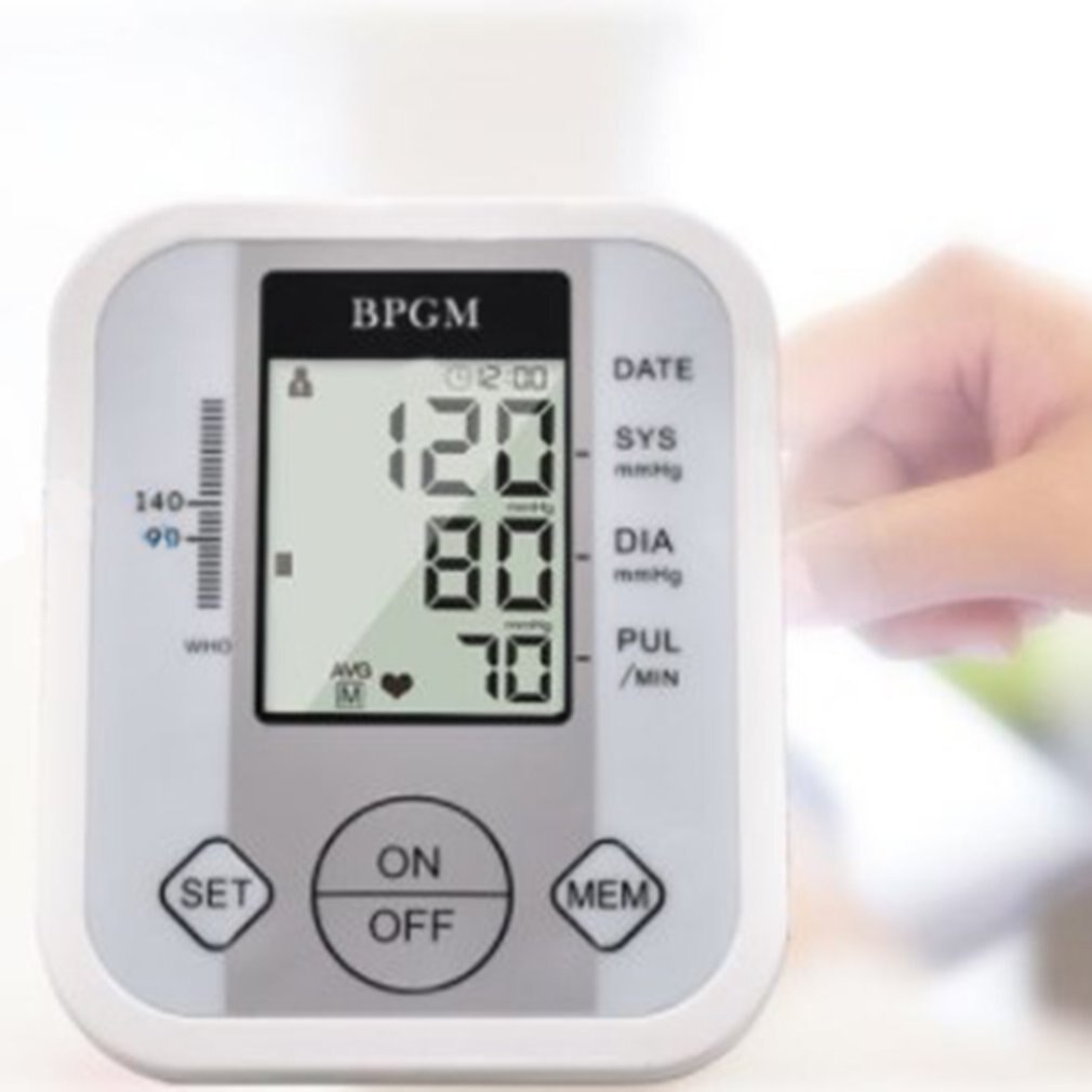 Arm Blood Pressure Monitor Sphygmomanometer LCD Display Meter Heart Rate Monitoring Machine Diagnostic Tool Digital Pulsometer