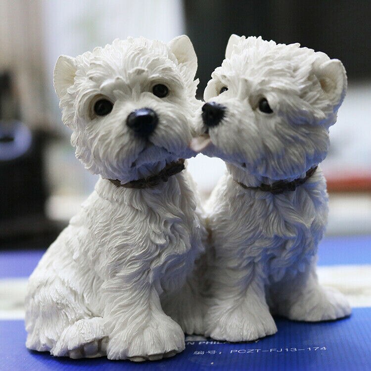 Jjm 2 stk west highland white terrier par hund kjæledyr figur dyr samler leketøy pvc modell dukke pedagogisk leke for barn