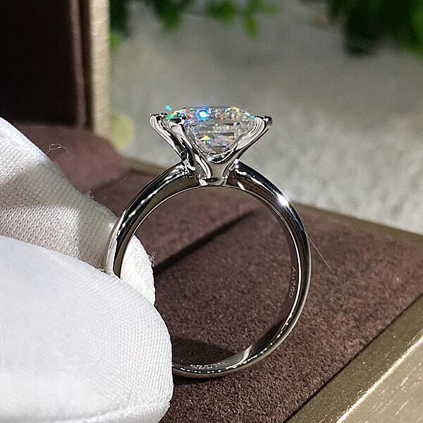 Silber farbe Ringe Für Frauen Schmuck Einfache Platz schneiden AAA CZ Kristall mit 4 krallen Braut Hochzeit Ring Schmuckstück