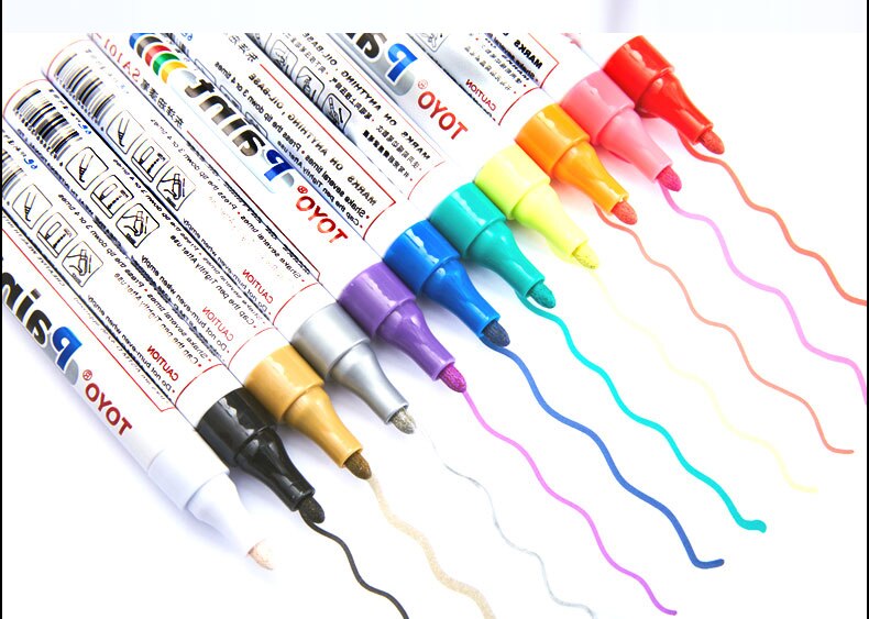 11 pcs TOYO Colored Marker Paint Marker Pen Graffiti Markers School Stationery Office Supply Water-based Permanent Paint Markers