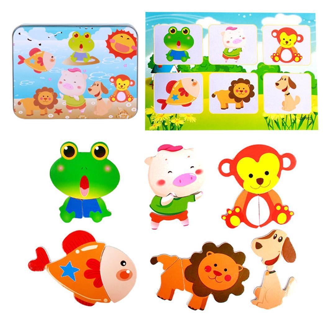 Kids Cartoon Houten Puzzel Kinderen DIY Educatief Jigsaw Multicolor Leren Speelgoed