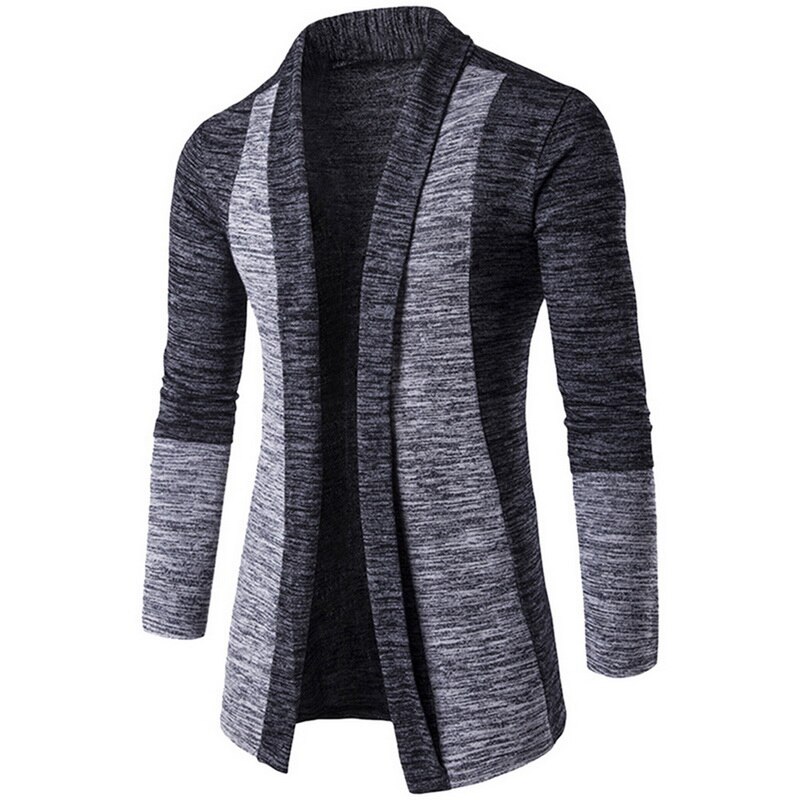 Patchwork strik efterårs cardigan sweater herre streetwear herre sweatere afslappet slim strikket cardigan vinter sweater: Mørkegrå / Asiatisk størrelse xxl