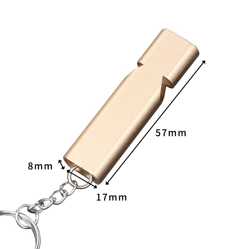 Sifflet de survie en plein air en alliage d'aluminium et métal, Double trou, haute fréquence, outil de sauvetage à décibe élevé 150db