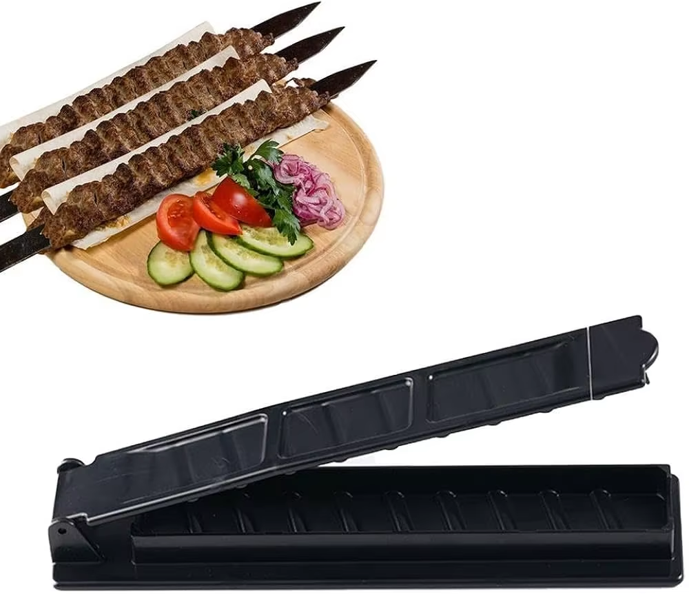 Rij Kebab Maker Bbq Vlees Spies Machine Kebab Pers Maker Herbruikbare Plastic Bbq Spies Maker Kebab Voorbereiding BBQ Tool: Grey