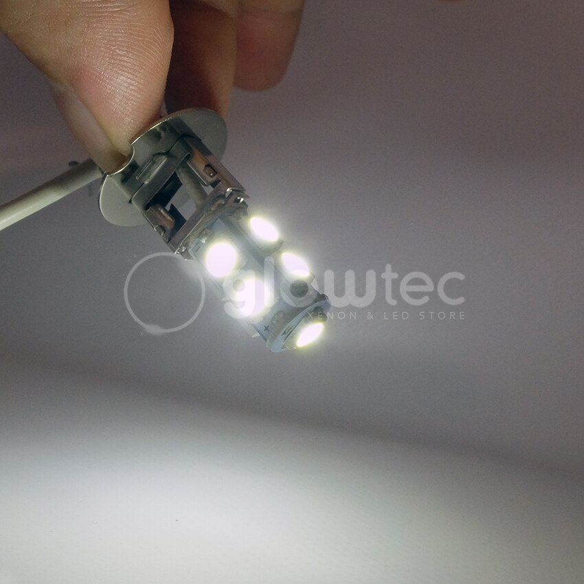 2 Stuks H3 9SMD 5050 Wit 9 Smd Lamp Koplamp Helderheid Led DC12V Auto Mistlamp Lamp Led lampen 6500K Glowtec