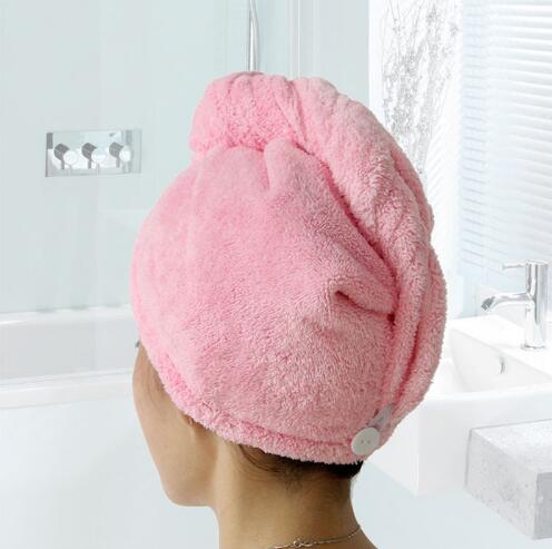 Gorro de microfibra secado rápido turbante Toalla de baño gorro de secado rápido: Rosa