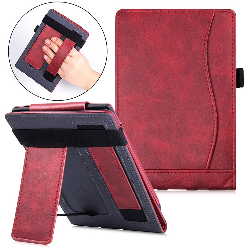 Standaardhoes voor pocketbook aqua 2/ touch lux 3/ basic 3 e- book, premium pu leren hoes voor pocketbook 626/641/625 met handriem