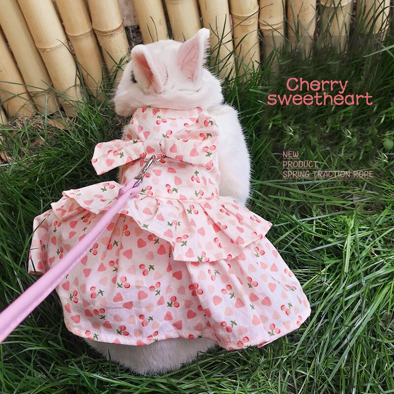Cute Bunny Pet Vest Rabbit Clothes Dress Harness Supplies Bunny Clothes Accessories Clothes Dress Strap Harness For Rabbit
