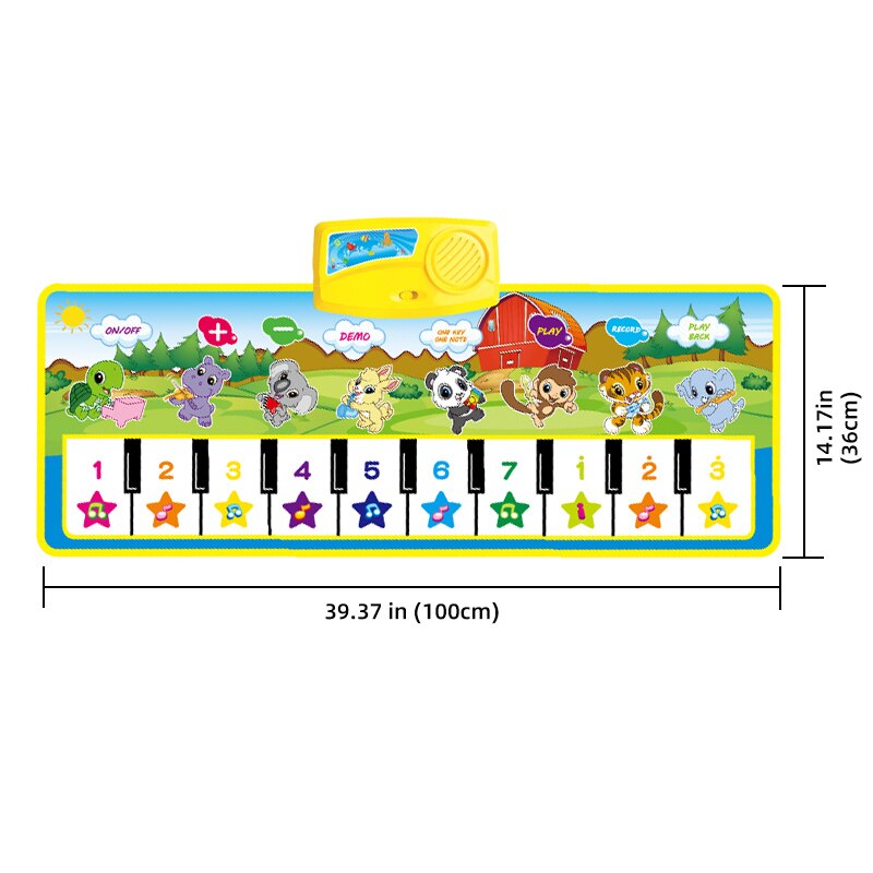 7 stili tappetino musicale per bambini di grandi dimensioni giocattoli per pianoforte giocattolo per bambini musica da gioco tappetino per bambini educazione precoce apprendimento regali per bambini: B 100x36cm