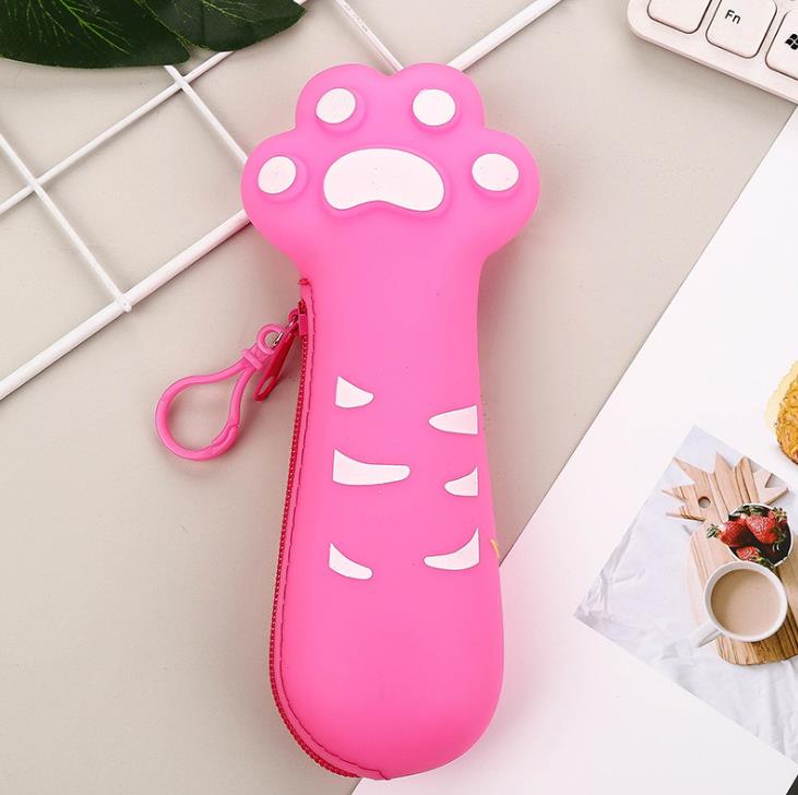 Estuche escolar de frutas con garra de pata de gato, de silicona de gran capacidad, para lápices, papelería, oficina y escuela, 1 Uds.: 1
