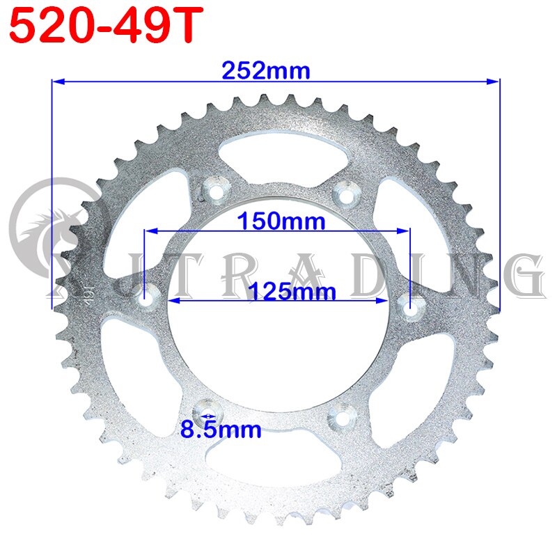 Piñón trasero para motocicleta, cadena de 520mm, 43T/45T/47T/49T, piñones traseros para ATV, Quad Pit Dirt Bike, Motor, ciclomotor