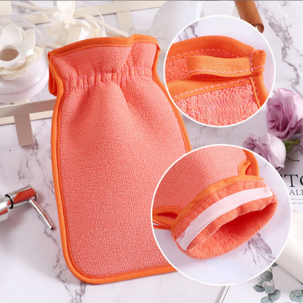 Toalla de doble cara para frotar, manoplas de baño para el hogar, color caramelo, exfoliante, barro, indolora