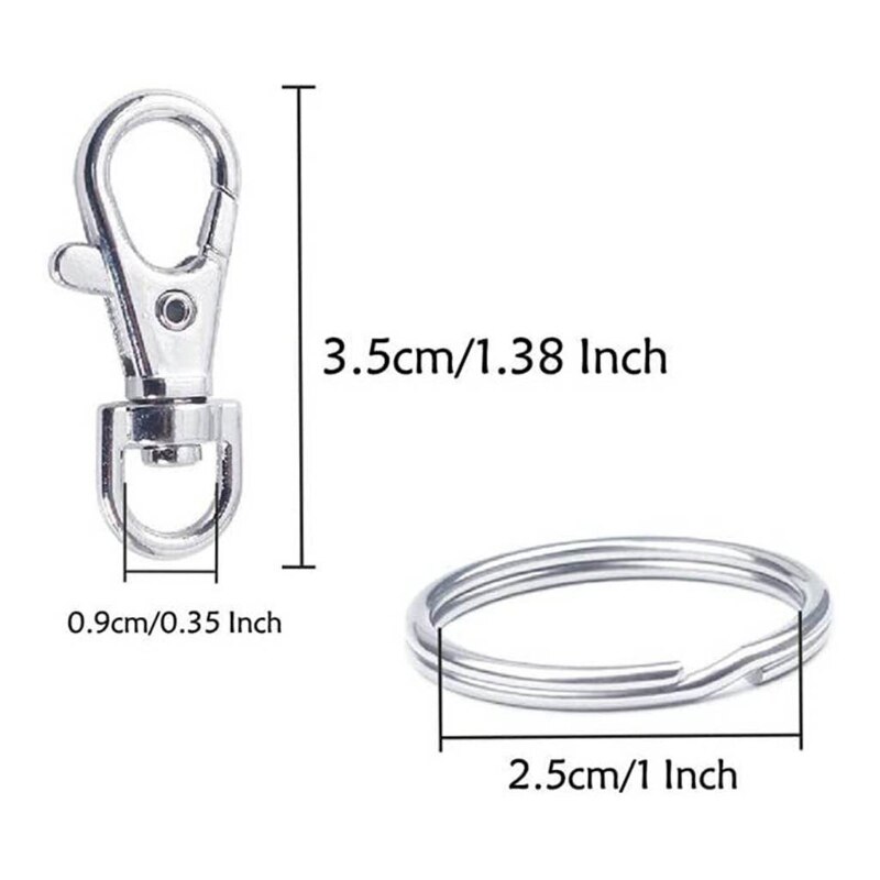 100 Pieces Flat Key Rings Kit Alloy Anti-rust Keyrings with Chain Open Jump Rings DIY Crafts Jewelry Making D20 21
