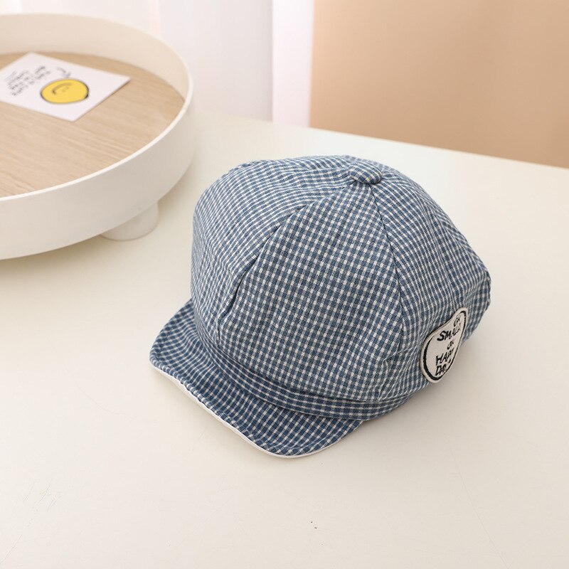 2022 Summer Cute Baby Boys Hats Classic Plaid Baseball Caps Boys Cotton Soft Berets Newborn Visor Hats Kids Accessories