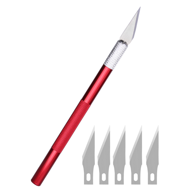 1PC Multi-color Metal Handle Non-Slip Carving Knife With 3Pcs Blade Leather Engraving Knife Set For DIY Repair Hand Tools: Type4