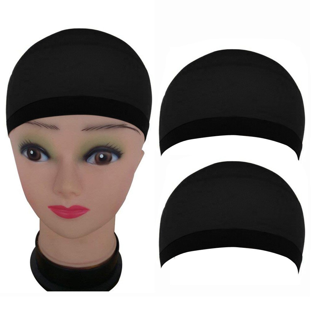 2 Pack Wig Caps Hair Mesh Wig Cap Hair Nets Wig Stretchable With Elastic Band Hair Net Dome Cap Black Blonde Weave Cap: Default Title