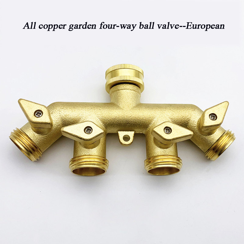 Garten Messing Gewinde Schlauch verbinder Verteiler, 4-Wege-Kugelhahn, Außen hahn und Wasserhahn mit 4 Dichtungen: WHITE