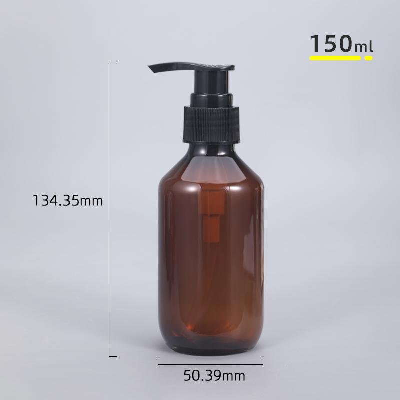 Tom tvålflaska för husdjur brun badrumsduschgel påfyllningsbara flaskor schampotvätt hårbalsam lotions pressautomat: 150ml