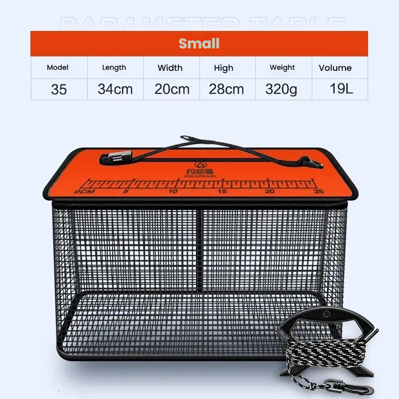 Floating Fishing Basket Collapsible Fishing Net Cage for Live Caught Fish Shrimp Bucket Minnow Trap, 19L/47L，Black/Orange: Orange
