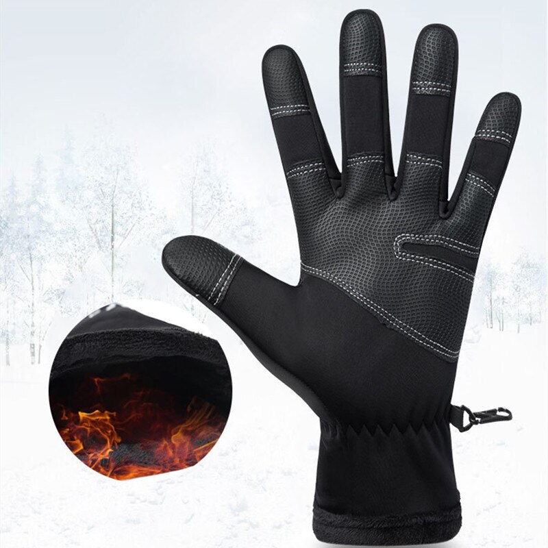 Riding Ski Gloves Winter Zipper Touch Screen Wind Protection Warm Waterproof Sports Plus Velvet Climbing Men's Ski Gloves