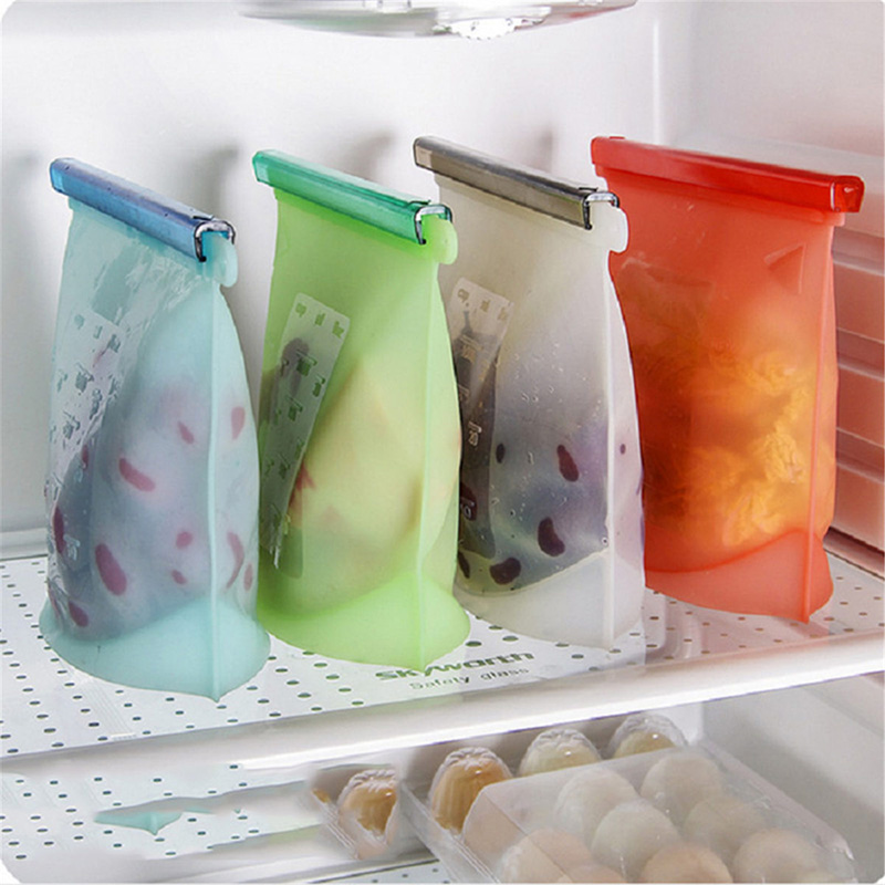 Silicone Food Preservation Bag Reusable Airtight Seal Bags For Vegetable Liquid Snack Meat Microwave Heating Tools 500/1000ML