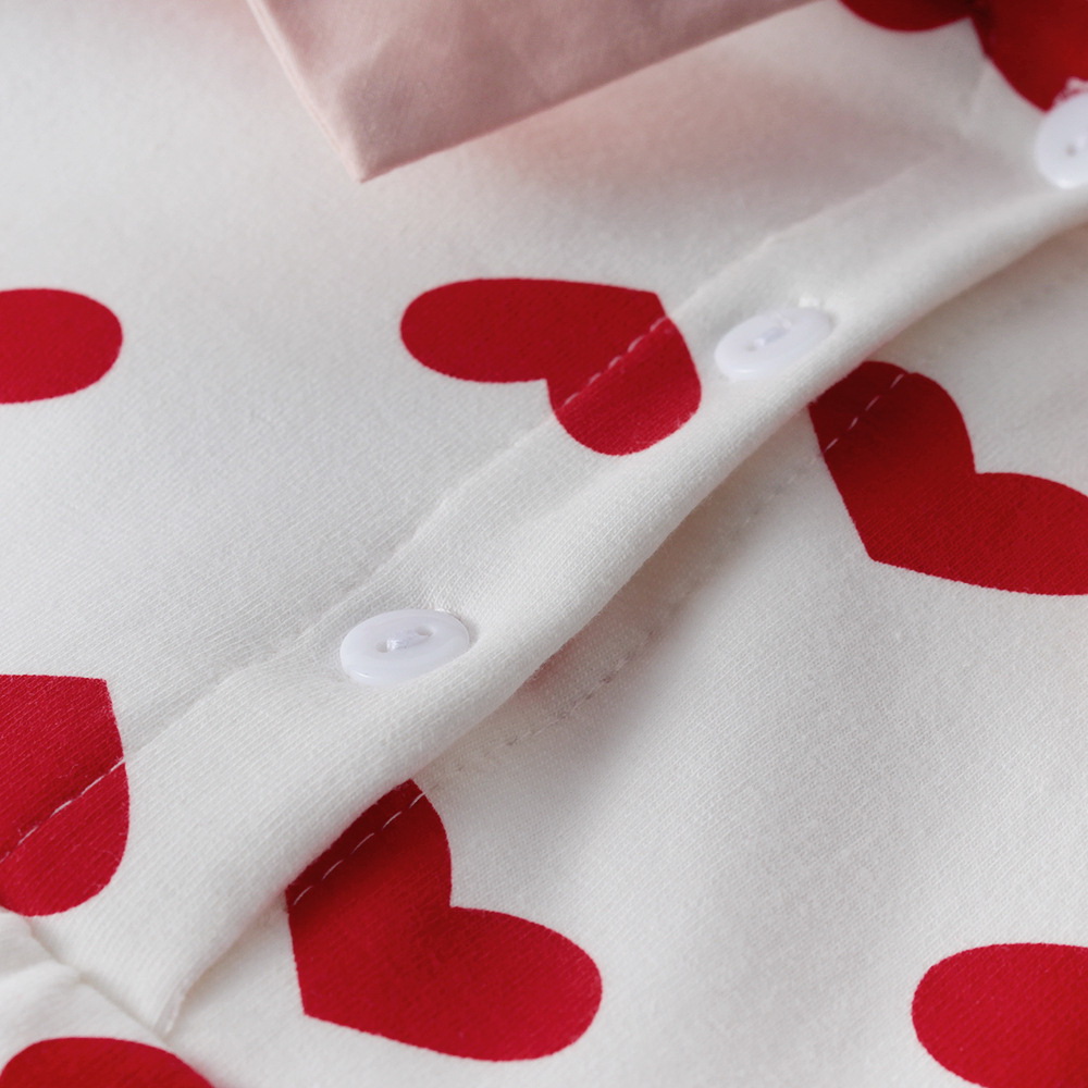 Liefde Hart Baby Meisje Romper Valentijnsdag Boog Lange Mouw Prinses Bodysuit Gratis Hoed Baby Kleding E92117