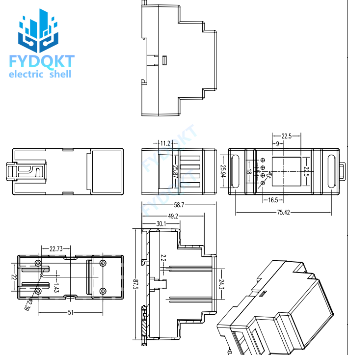 1PC DIN Rail PLC Junction Box Plastic Electronics Shell Project Case 4-01-14 88x37x59mm 35-Rail Mounting Instrument Housing