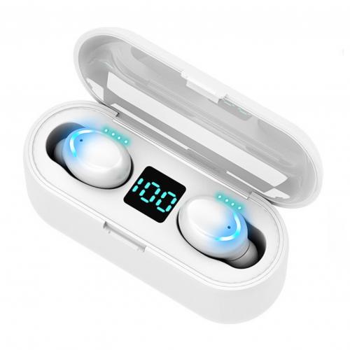 F9-5 TWS Bluetooth 5.0 Wireless Intelligent Touch 8D Heavy Bass HiFi Stereo Earphones: White