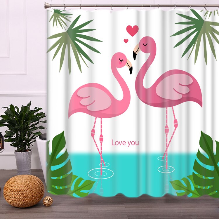 1800 x 1800mm europæisk luksus flamingo badeværelse bruseforhæng vandtæt fortykkelse meldug badeværelse gardin skillevæg
