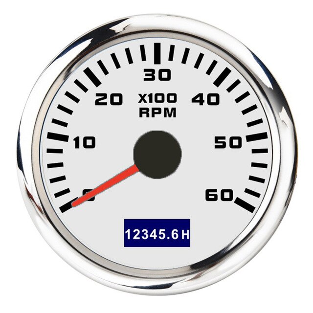 Tachymètre de bateau 52mm, 3000/4000/6000/7000/8000RPM, compteur de tachymètre, rétro-éclairage rouge, avec écran LCD, capteur de tachymètre: 6000RPM WS