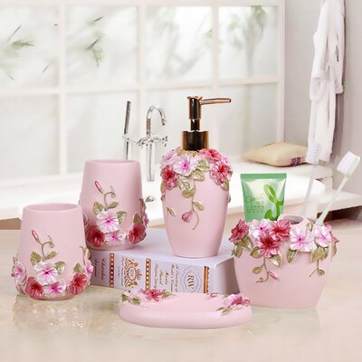 Juego de baño de cinco piezas, accesorios de lavado europeos, Kit de suministros de baño, conjunto de de boda, bandeja de baño, espejo de maquillaje, pañuelos: 5pcs set
