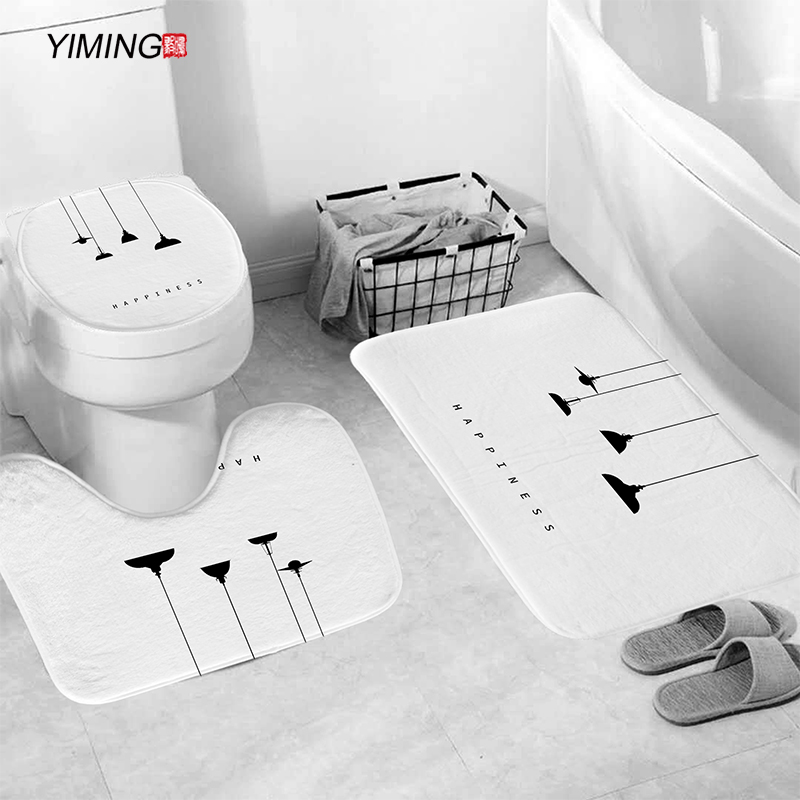 YIMING 3pcs Bath Mat Set Simple Northern European-Style Chandelier Printed Bathroom Anti-Slip Carpet Home Decoration Bath Mat: A