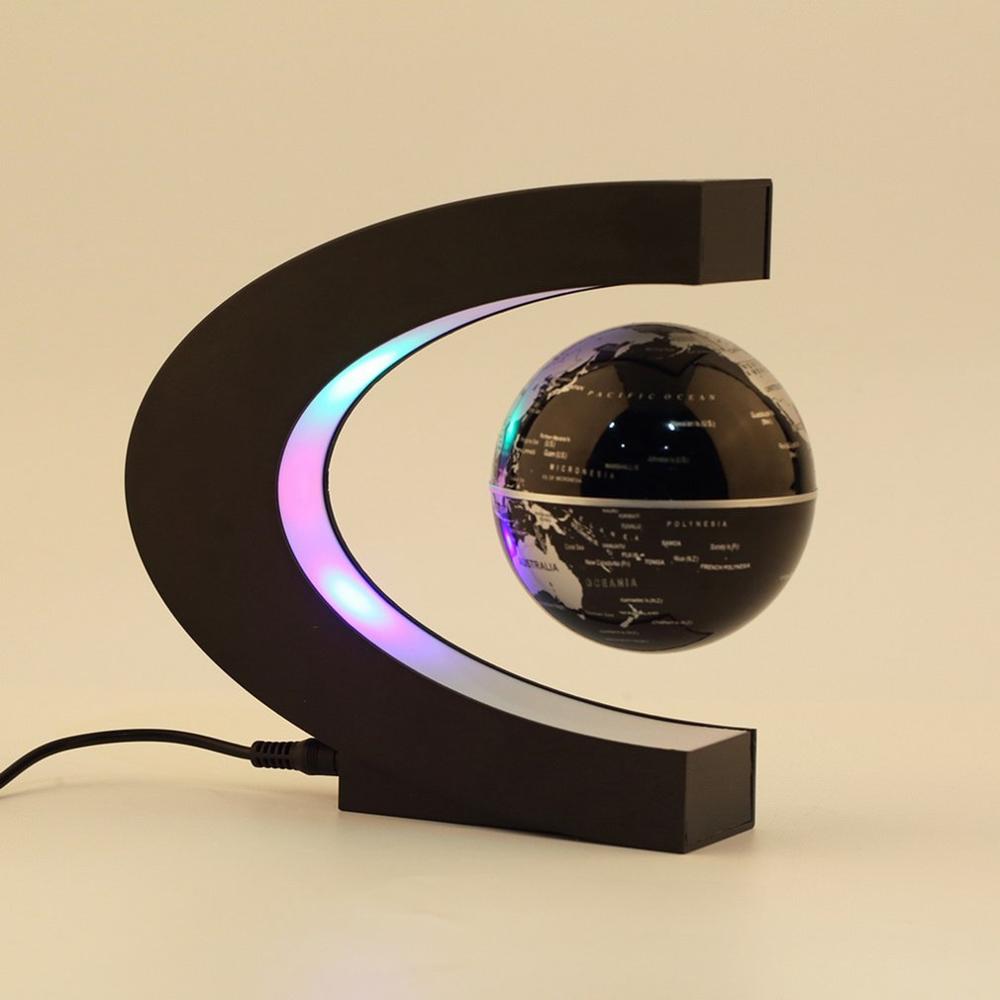 Mode Elektronische Drijvende Tellurion C Shape Magnetische Levitatie Zwevende Globe World Map Met Led Licht Woondecoratie: Default Title