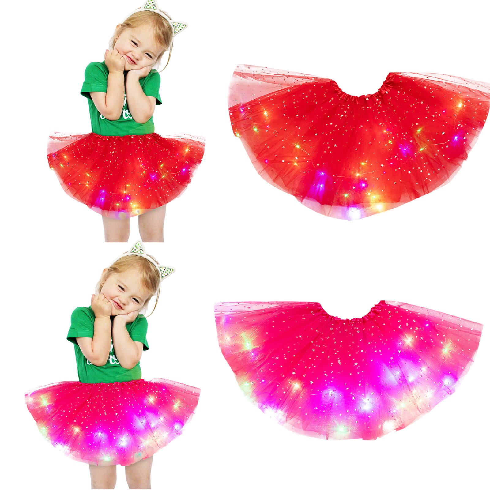 Kid Meisje Baby Tutu Rok Led Light Up Pettiskirt Ballet Kleding 2 Stuks Peuter Princess Party Dance Leuke Rokken Childrenclothing: H