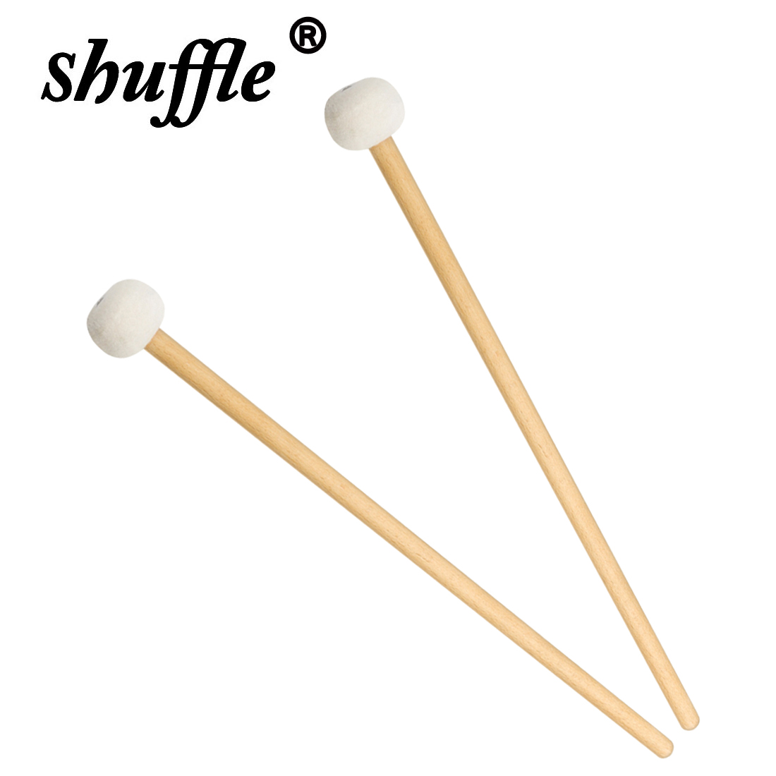 Baquetas de tambor de fieltro, mazos de tambor con mango de madera maciza, piezas de tambor timbales, accesorios para instrumentos de percusión, 1 par