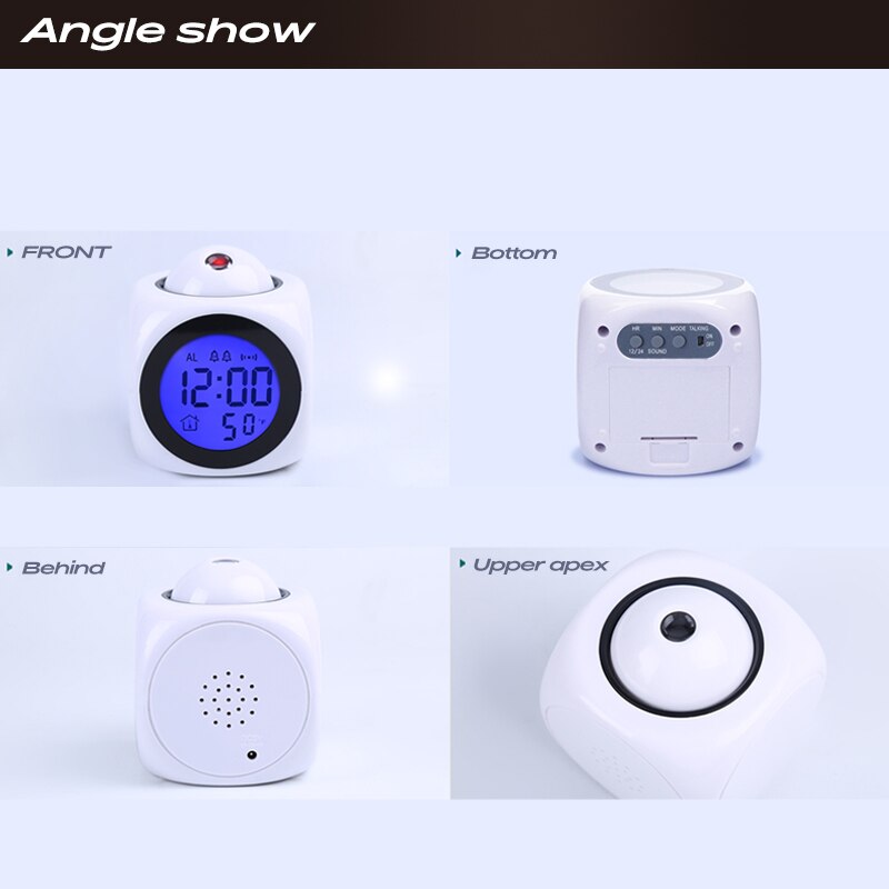 Alarm Clock Night Light For Projector Lamp Voice Temperature Digital Time Projection On Wall Ceiling For Bedroom Table Decoratio
